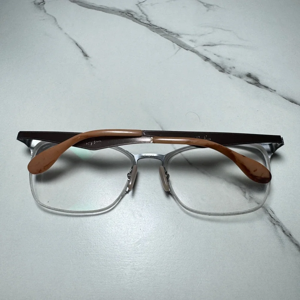 Ray-Ban RB 6345 2732 Brown Silver Semi Rimless Cat Eye Eyeglasses 54-17-135
